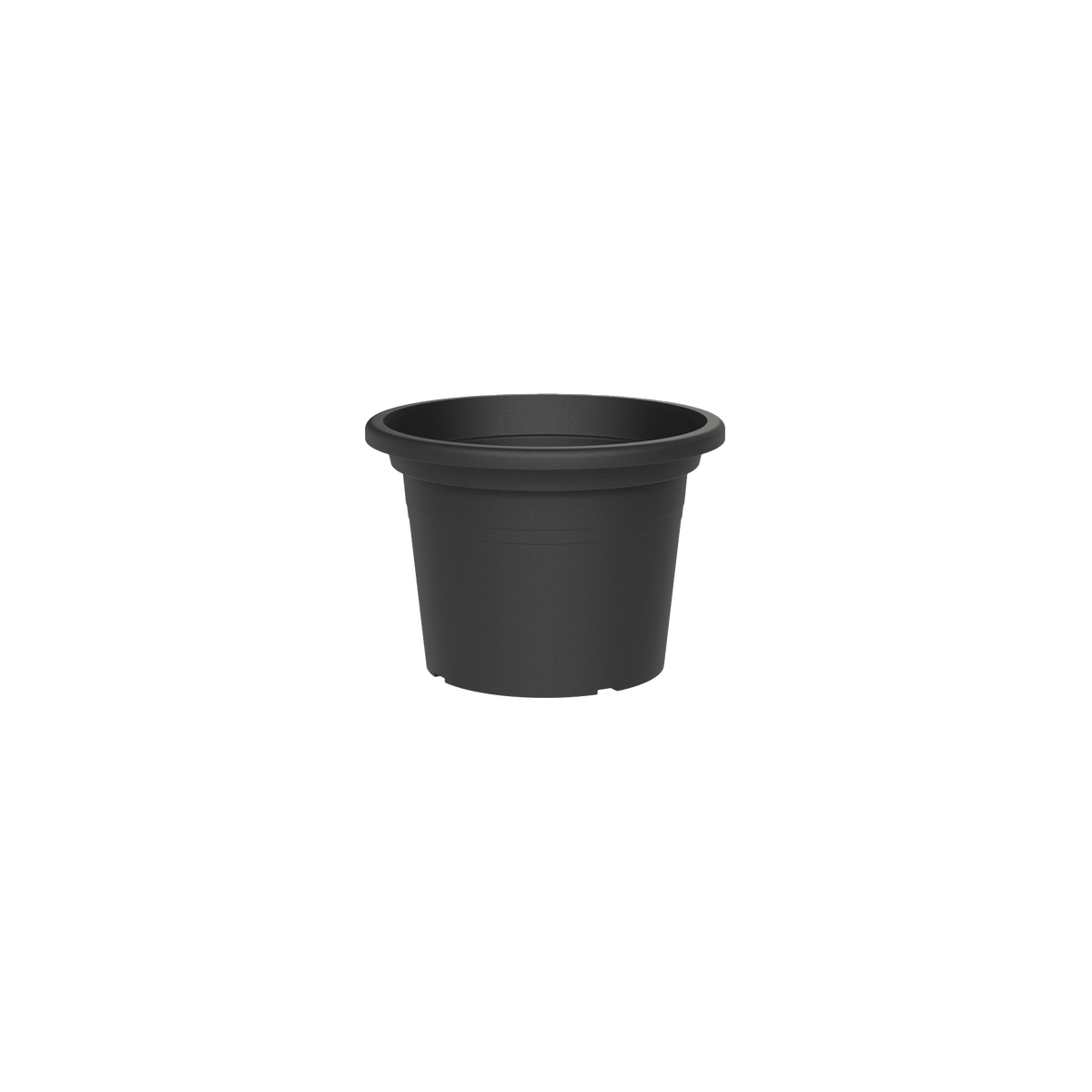 Maceta Basic Round TERA Italy color Ash (gris oscuro) — maceta redonda vacía, fondo gris claro estudio, ángulo frontal — bCasual