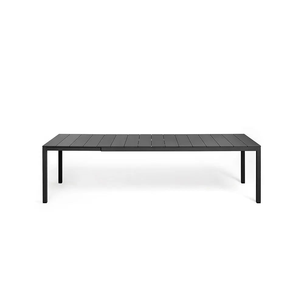 Mesa Rio 210 Aluminio Extensible a 280 bCasual color Grafito — vista de tres cuartos — fondo blanco de estudio — bCasual
