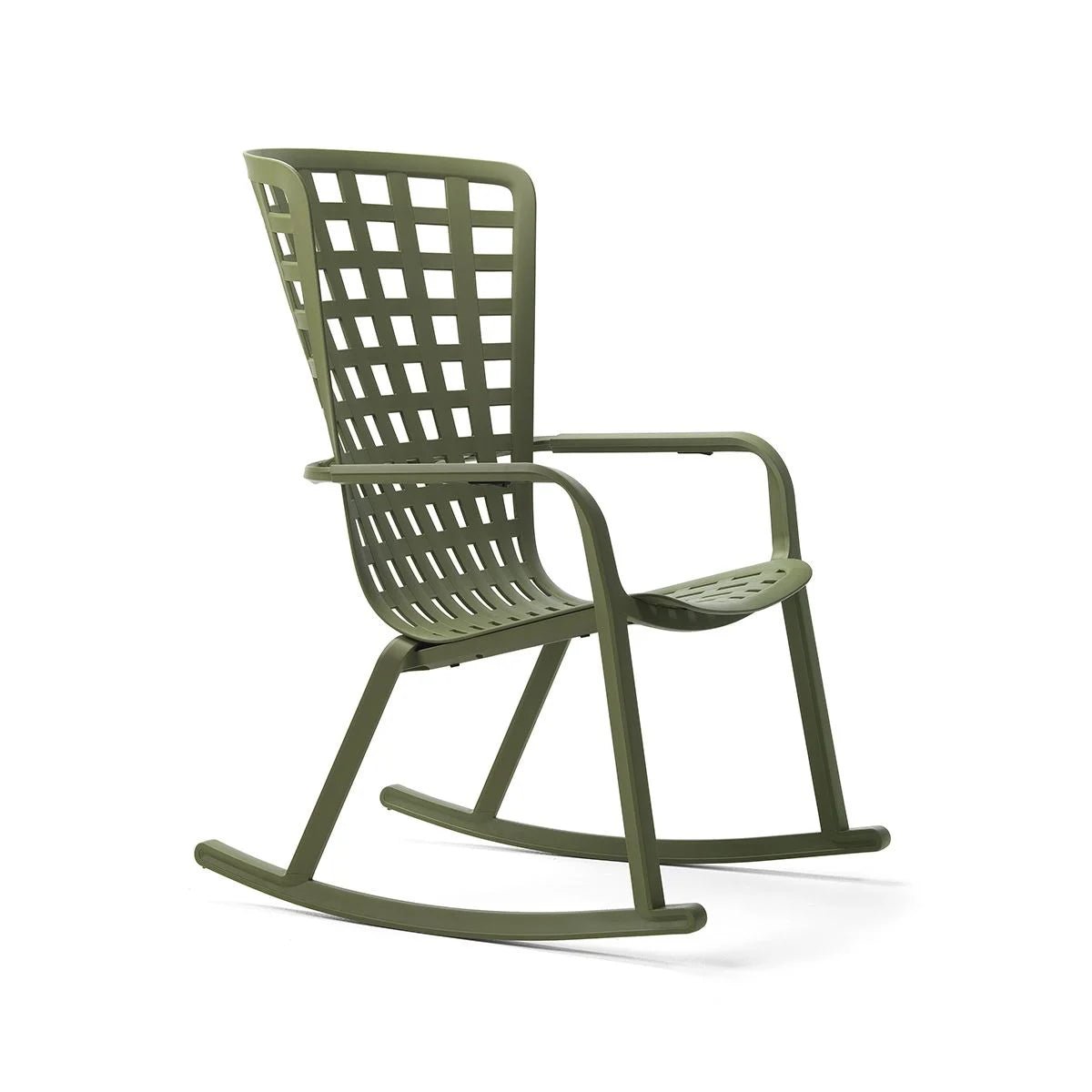 Sillon Mecedora Folio Nardi Italia color Agave — vista de tres cuartos sobre fondo blanco de estudio — bCasual