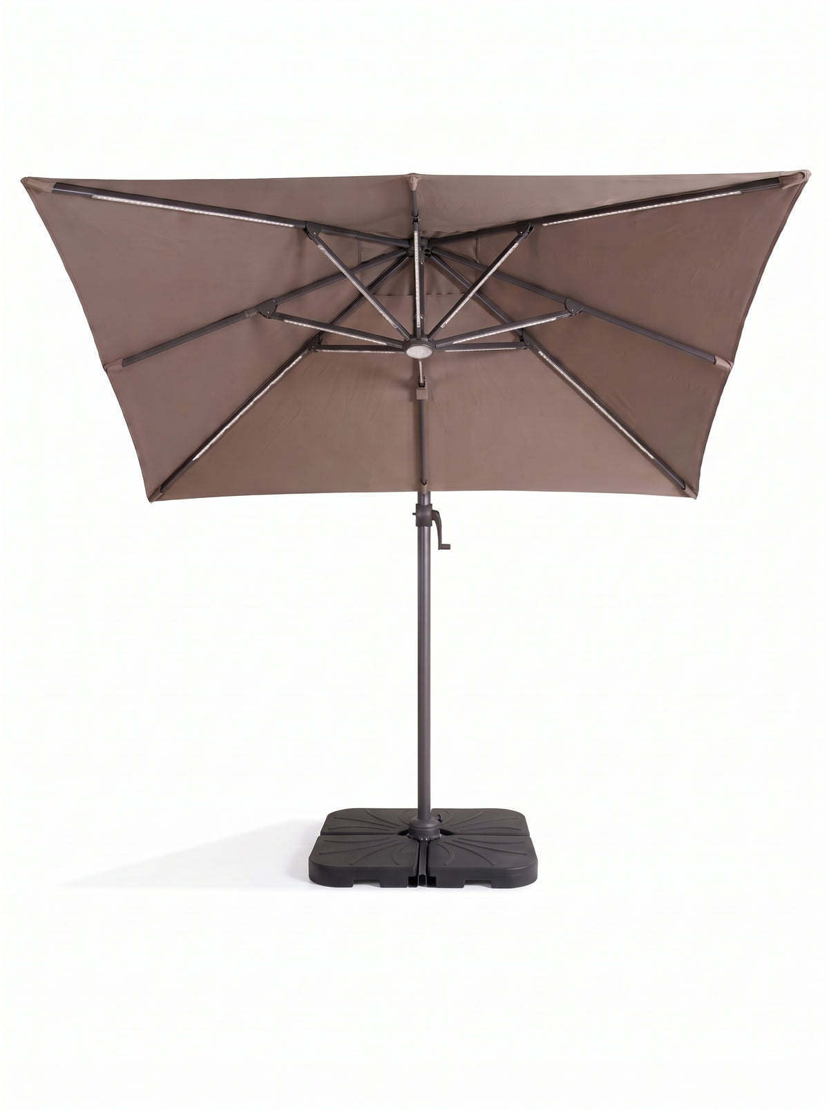 Quitasol Oslo 2,5 × 2,5 Negro LED – Incluye base