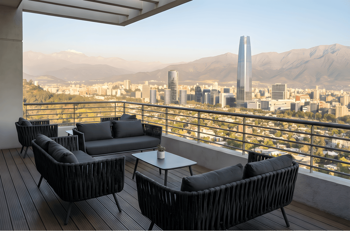 Juego de Terraza Estocolmo 2 cuerpos Grafito bCasual — vista frontal, fondo blanco estudio
