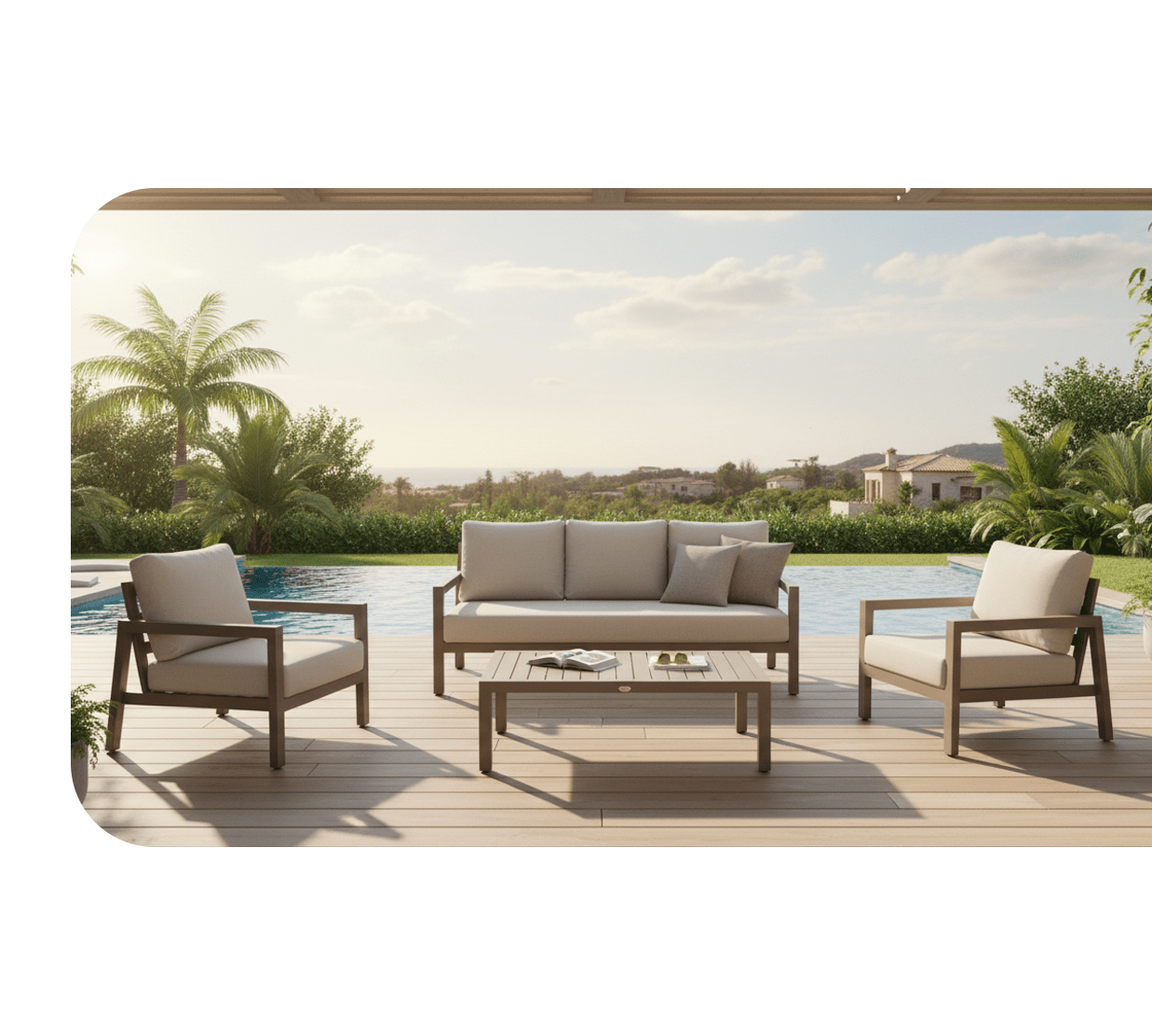 Juego de Terraza Marbella con Sofá de 3 Cuerpos - bCasual -