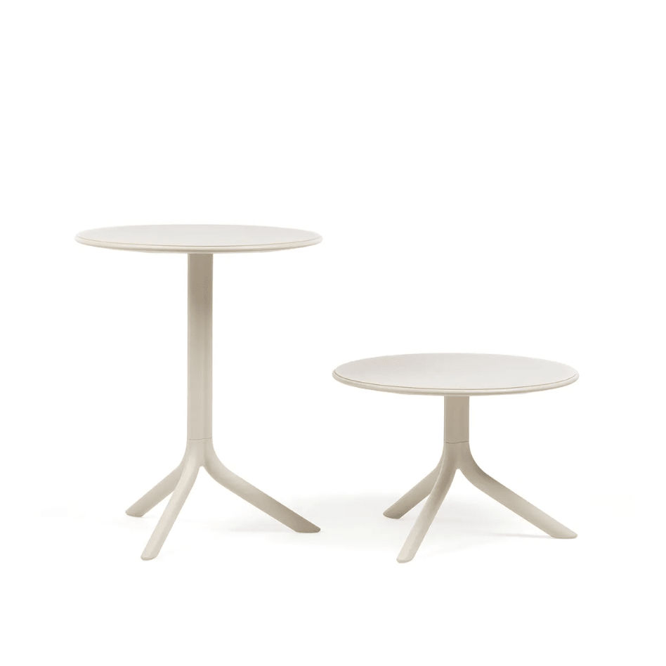 Mesa Spritz Nardi Italia color Corda — vista de las dos alturas ajustables, mesa alta y mesa baja, sobre fondo blanco de estudio — bCasual