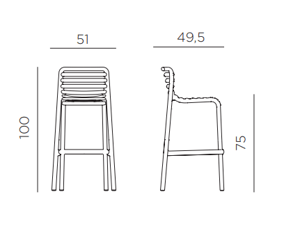 Taburete bar medidas Doga 75 cm - Nardi Italia - bCasual - 4034818000