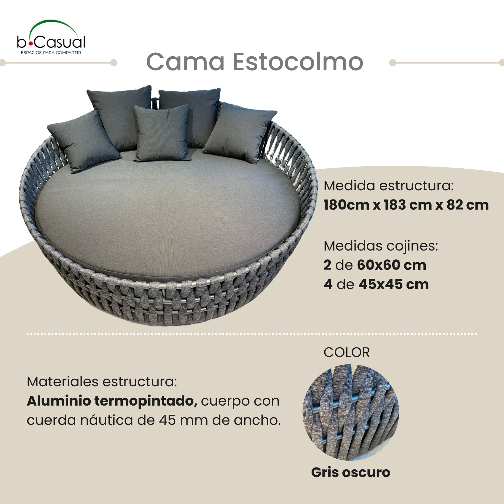 Tumbona Estocolmo para Terraza 180 x 183 cm - bCasual - YB00847
